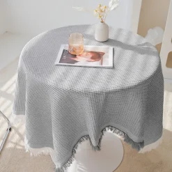 Waffle Weave Tablecloth Textured and Stylish Design Adds Elegance to Dining Tables Durable and Easy to Clean Perfect for Everyday Use or Special Occasions Enhances Your Home Decor with a Minimalist To