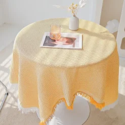 Waffle Weave Tablecloth Textured and Stylish Design Adds Elegance to Dining Tables Durable and Easy to Clean Perfect for Everyday Use or Special Occasions Enhances Your Home Decor with a Minimalist To
