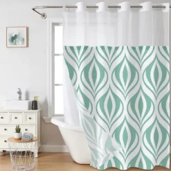 Waffle-Weave Textured Shower Curtain Set with Snap-in Liner and Sheer Window Water-Repellent Polyester Blend Fabric, Grommet Top, 120GSM Hotel Quality Spa Style Bathroom Partition No Hooks Required