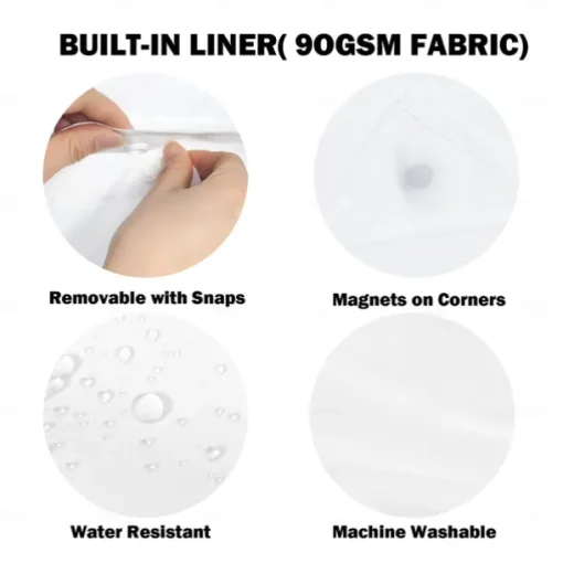 Waffle-Weave Textured Shower Curtain Set with Snap-in Liner Sheer Window Water-Repellent Polyester Blend Fabric,Grommet Top,120GSM Hotel Quality Spa Style Bathroom Partition No Hooks Required