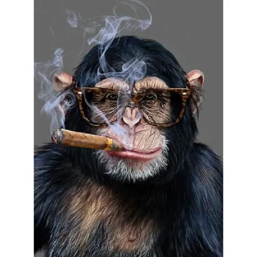 Wall Art Canvas Monkey Smoking a Cigar Paintings on the Wall Art Posters and Prints Animals Nordic Pictures Home Wall Decoration Without Frame Painting Core