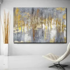 Wall Art Canvas Prints Painting Artwork Picture Abstract Knife Painting Golden Landscape Home Decoration Decor Rolled Canvas No Frame Unframed Unstretched