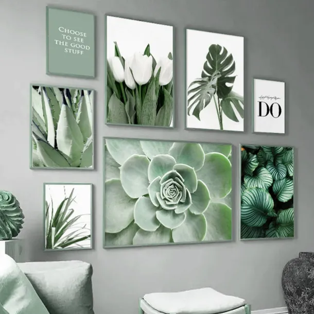 Wall Art Canvas Prints Painting Artwork Picture Green Plant Floral Home Decoration Decor Rolled Canvas No Frame Unframed Unstretched