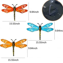 Wall Art Metal Dragonfly Wall Decor Outdoor Garden Fence ArtHanging Decorations for Living Room Bedroom 1pc