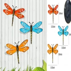 Wall Art Metal Dragonfly Wall Decor Outdoor Garden Fence ArtHanging Decorations for Living Room Bedroom 1pc
