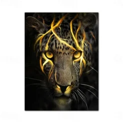 Wall Art Posters Black And Gold Light Lion On Canvas Painting Modern Animal Pictures For Living Room Home Decoration No Frame