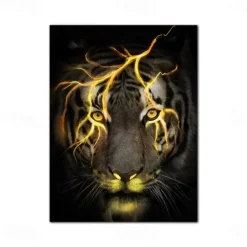 Wall Art Posters Black And Gold Light Lion On Canvas Painting Modern Animal Pictures For Living Room Home Decoration No Frame