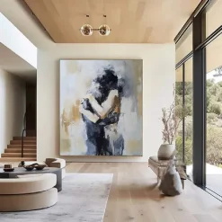 Wall Art Woman face oil painting handmade Canvas Art Faceless Portrait Painting Abstract Lady Framed Woman girl painting Lovers' decor oil painting artwork lover nude oil painting