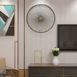 Wall Clock Art Clock Nordic Wall Clock Living Room Silent Clock Round Iron Clock Used for Home Wall Decor Battery Powered Black Gold Black Silent Office Wall Clock 50cm