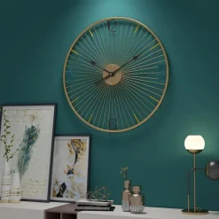 Wall Clock Art Clock Nordic Wall Clock Living Room Silent Clock Round Iron Clock Used for Home Wall Decor Battery Powered Black Gold Black Silent Office Wall Clock 50cm