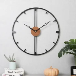 Wall Clock Art Large Modern Wall Clock Large Decor Art Wall Clocks Office Decor Minimalist Black Metal for Kitchen Bedroom Black 60cm
