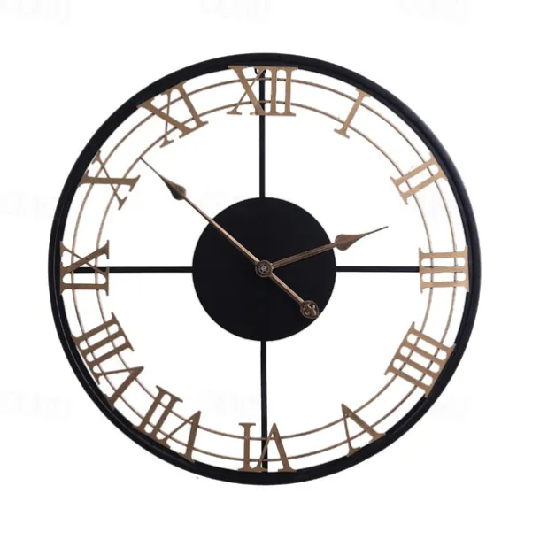 Wall Clocks Creativity Metal Clock Rome Decor Clocks Wrought Iron Round Art Wall Clock Large Wall Clock for Restaurants and Cafes Metal Wall Clock 60cm