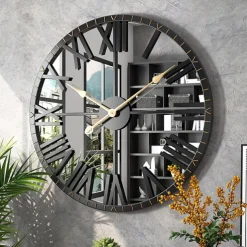 Wall Clocks for Living Room Decorative Wall Clocks for Decor Mirrored Modern Wall Clock with Roman Numerals Frame Large Clocks for Wall Home Decoration 50 cm