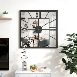 Wall clocks Large Vintage Luxury Wall Clock Metal With Mirror Wall Clock Modern Design Silent Square Clocks Wall Home Decor