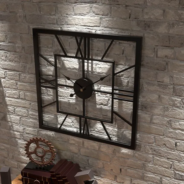 Wall clocks Large Vintage Luxury Wall Clock Metal With Mirror Wall Clock Modern Design Silent Square Clocks Wall Home Decor