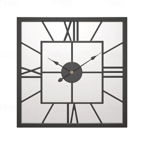 Wall clocks Large Vintage Luxury Wall Clock Metal With Mirror Wall Clock Modern Design Silent Square Clocks Wall Home Decor