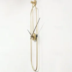 Wall Clocks Living Room Oval Wall Clock Large Metal Walnut Dial Home Decor Silent Non Ticking Lightweight Clocks Bedroom Study Office Decorations 20 * 80 cm