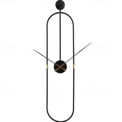 Wall Clocks Living Room Oval Wall Clock Large Metal Walnut Dial Home Decor Silent Non Ticking Lightweight Clocks Bedroom Study Office Decorations 20 * 80 cm