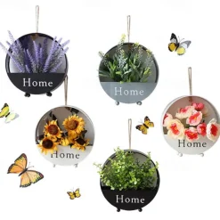 Wall Decoration European Creative Iron Art Round Wall Hanging Simple Hall Decoration Storage Flower Basket