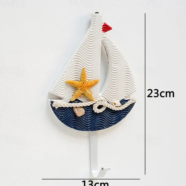 Wall Decoration Wall Hanging Mediterranean Style Home Coat Hook Small Fish Sailing Slipper Style