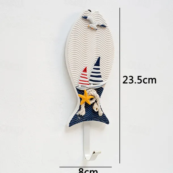 Wall Decoration Wall Hanging Mediterranean Style Home Coat Hook Small Fish Sailing Slipper Style