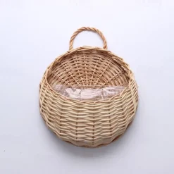 wall hanging flower basket decoration woven basket straw basket wicker flower pot rattan basket plant rattan wall hanging flower basket wholesale