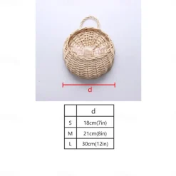 wall hanging flower basket decoration woven basket straw basket wicker flower pot rattan basket plant rattan wall hanging flower basket wholesale