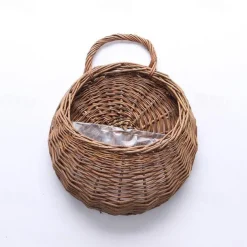 wall hanging flower basket decoration woven basket straw basket wicker flower pot rattan basket plant rattan wall hanging flower basket wholesale