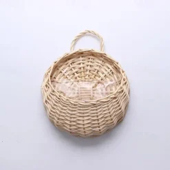 wall hanging flower basket decoration woven basket straw basket wicker flower pot rattan basket plant rattan wall hanging flower basket wholesale