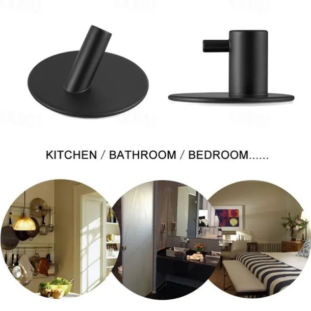 Wall Hooks 4 Pieces Self-adhesive Durable 304 Stainless Steel Wall Hangers Waterproof Rustproof for Kitchen Bathrooms 3M