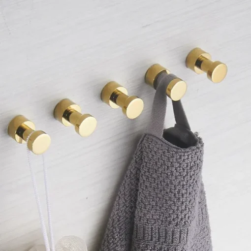 Wall Hooks for Coats,Brass Wall Mounted Bathroom Towel Hooks Robe Hooks 3PCS/5PCS(Golden)