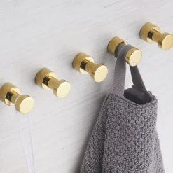 Wall Hooks for Coats,Brass Wall Mounted Bathroom Towel Hooks Robe Hooks 3PCS/5PCS(Golden)