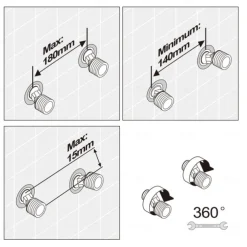 Wall Mount Kitchen Sink Mixer Faucet with Sprayer Kitchen Faucet Stainless Steel Pot Filler Taps, 360 Swivel Polished Black/Chrome Single Handle Mixer Vessel Tap