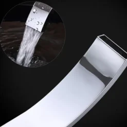 Wall Mounted Bathroom Sink Mixer Faucet Waterfall, Widespread Basin Taps Vintage Brass 2 Handles 3 Holes Washroom Wash Baxin Tap with Cold Hot Water Hose