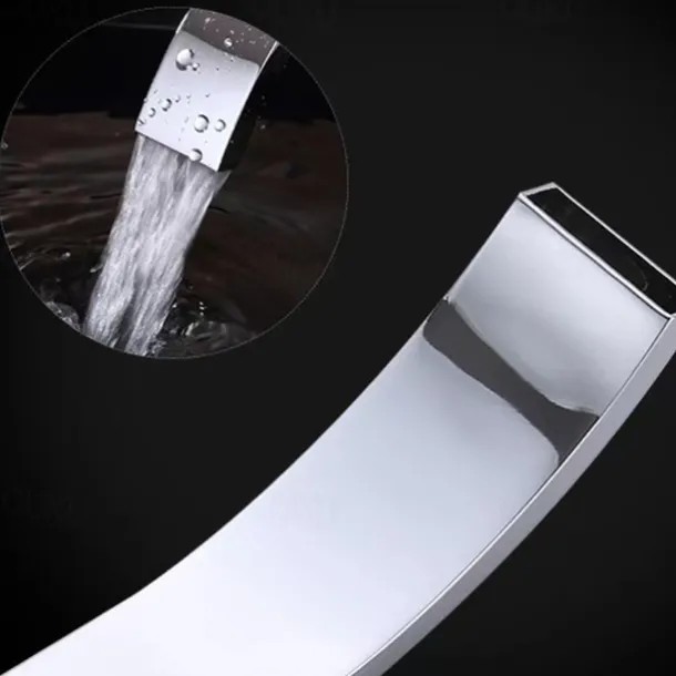 Wall Mounted Bathroom Sink Mixer Faucet Waterfall, Widespread Basin Taps Vintage Brass 2 Handles 3 Holes Washroom Wash Baxin Tap with Cold Hot Water Hose