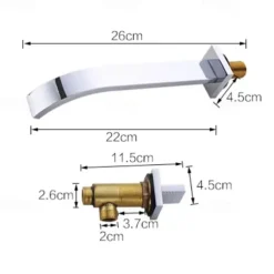 Wall Mounted Bathroom Sink Mixer Faucet Waterfall, Widespread Basin Taps Vintage Brass 2 Handles 3 Holes Washroom Wash Baxin Tap with Cold Hot Water Hose