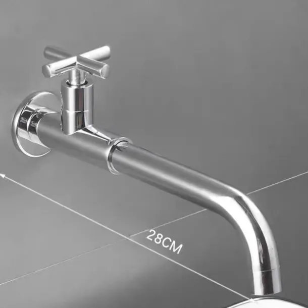Wall Mounted Bathroom Sink Faucet Cold Water Only, Basin Taps Vintage Brass Single Handles One 3 Hole Washroom Wash Baxin Tap