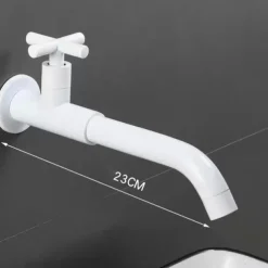 Wall Mounted Bathroom Sink Faucet Cold Only, 360 Swivel Brass Basin Taps, Single Handle One Hole Vessel Tap Washroom