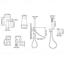 Wall Mounted Bathtub Faucet with Hand Shower, Modern Wall Installation with Ceramic Valve, Bathtub Filling Shower Mixer Faucets, Single Handle Cascading Faucet