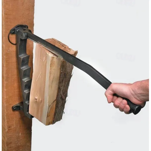 Wall Mounted Kindling Splitter Log Splitter Portable Metal Manual Fire Wood Kindling Splitter, Hand Sturdy Firewood Cutter, Heavy Duty Firewood Crackers Wedge for Indoor or Outdoor