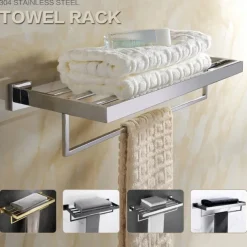 Wall Mounted Towel Bar Bathroom Towel Rail, SUS304 Stainless Steel 60cm Towel Rack Towel Holder, Modern Wall Mounted Clothes Holder Bathroom Towel Hanger