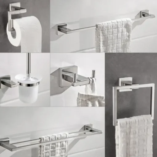 Wall Mounted Towel Bar Robe Hook Toilet Brush Holder New Design Creative Contemporary Modern Stainless Steel Low-carbon Steel Metal 1pc Bathroom