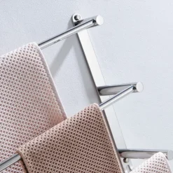 Wall Mounted Towel Rack with Hooks,Stainless Steel 3-TierTowel Bar Storage Shelf for Bathroom 30cm~70cm Towel Holder Towel Rail Towel Hanger