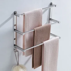 Wall Mounted Towel Rack with Hooks,Stainless Steel 3-TierTowel Bar Storage Shelf for Bathroom 30cm~70cm Towel Holder Towel Rail Towel Hanger