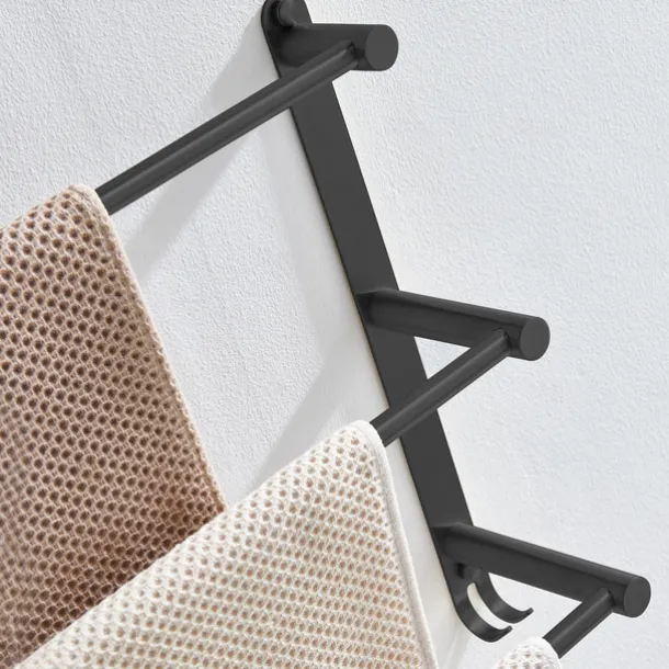 Wall Mounted Towel Rack with Hooks,Stainless Steel 3-TierTowel Bar Storage Shelf for Bathroom 30cm~70cm Towel Holder Towel Rail Towel Hanger