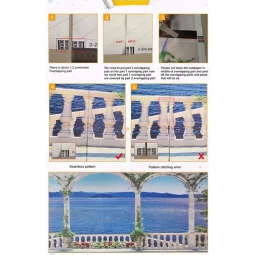Wall Mural Wallpaper Mural Upperstairs Door Cover Porch Wall Covering Sticker Peel and Stick Removable PVC/Vinyl Material Self Adhesive/Adhesive Required Wall Decor for Living Room, Kitchen, Bathroom