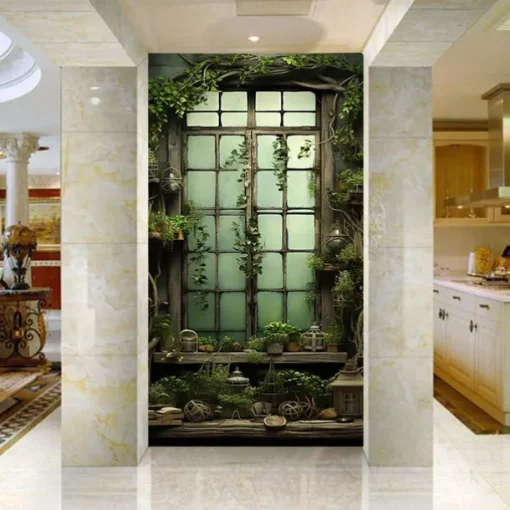 Wall Mural Wallpaper Mural Upperstairs Door Cover Porch Wall Covering Sticker Peel and Stick Removable PVC/Vinyl Material Self Adhesive/Adhesive Required Wall Decor for Living Room, Kitchen, Bathroom