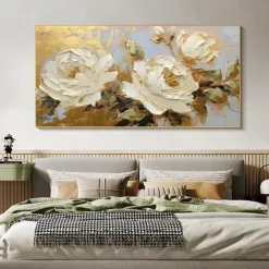 Wall White Flower Canvas Picutre Hand Made Abstract Flowers Oil Painting Pop Art Modern Picture For Living Room Home Decoration