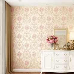 Wallpaper Wall Cover Sticker Film Peel and Stick Removable Self Adhesive Embossed Floral Non Woven Home Decoration 300*53cm