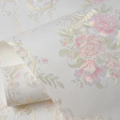 Wallpaper Wall Cover Sticker Film Peel and Stick Removable Self Adhesive Embossed Floral Non Woven Home Decoration 300*53cm
